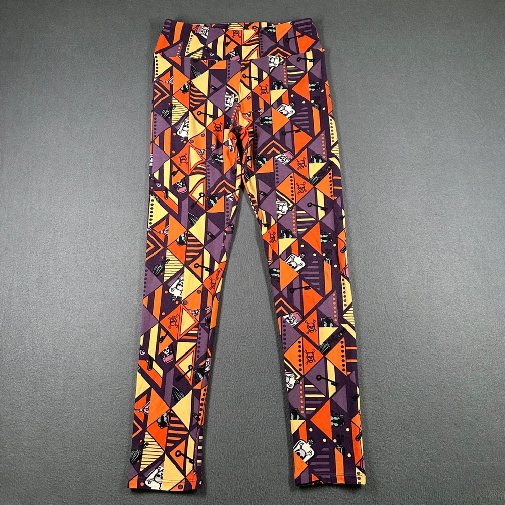 LuLaRoe‎ Leggings One Size Halloween Print Orange Purple Skull Witch Geometric